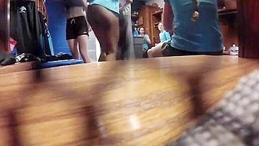 Changing room hidden cam footage showing stepsisters and step teammates as well