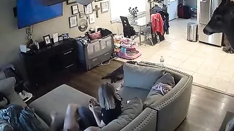 Leaked spy cam footage showing a GF that jerks off his throbbing dick too