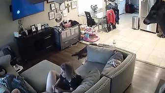 Leaked spy cam footage showing a GF that jerks off his throbbing dick too