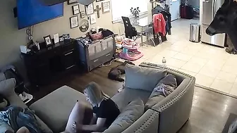 Leaked spy cam footage showing a GF that jerks off his throbbing dick too