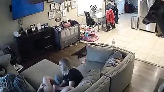 Leaked spy cam footage showing a GF that jerks off his throbbing dick too