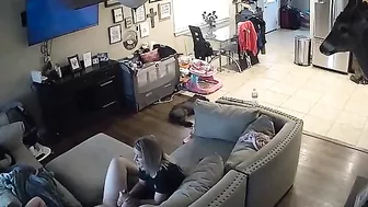 Leaked spy cam footage showing a GF that jerks off his throbbing dick too