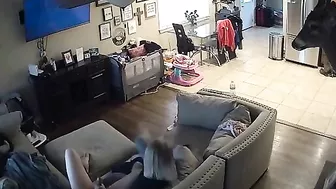 Leaked spy cam footage showing a GF that jerks off his throbbing dick too