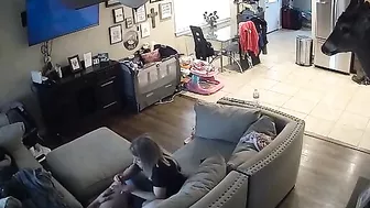 Leaked spy cam footage showing a GF that jerks off his throbbing dick too