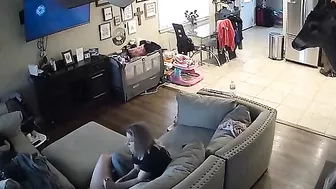 Leaked spy cam footage showing a GF that jerks off his throbbing dick too