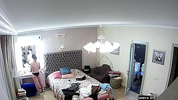 French family teasing with a horny ten girl from the sexy IP cam footage