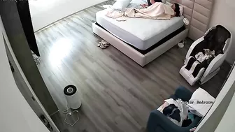 IP cam sex scene with a brunette that takes big dick on all fours on a bed