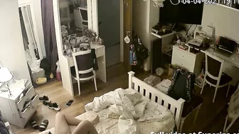 Dirty talking girl sexting and enjoying phone sex as we peek at her hot body