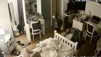 Dirty talking girl sexting and enjoying phone sex as we peek at her hot body