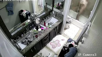 Spy cam footage showing a horny stepsister hitting the showers in the morning