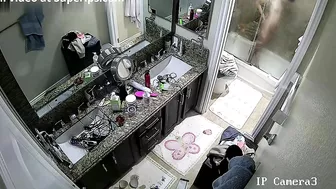 Spy cam footage showing a horny stepsister hitting the showers in the morning