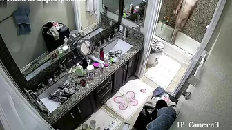 Spy cam footage showing a horny stepsister hitting the showers in the morning