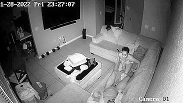 Parents watch their daughter blowing her boyfriend on a hidden cam while they're away