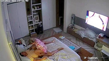 Hidden cam video with a mature European couple having hot sex in their bedroom