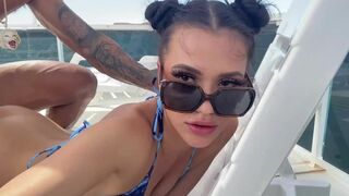 Horny slutty sister give sloppy blow job and hardcore fucking on a boat