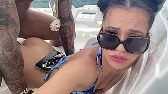 Horny slutty sister give sloppy blow job and hardcore fucking on a boat