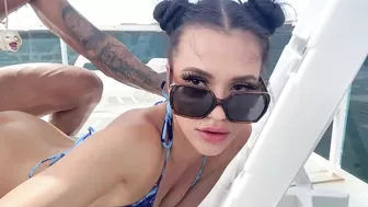 Horny slutty sister give sloppy blow job and hardcore fucking on a boat