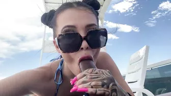 Horny slutty sister give sloppy blow job and hardcore fucking on a boat