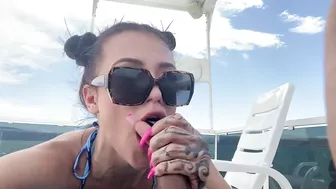 Horny slutty sister give sloppy blow job and hardcore fucking on a boat