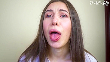 My bro's girlfriend gave me a hot blowjob and swallowed my load like a dirty slut!