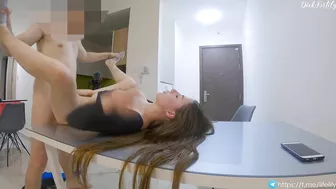 Rough Fucking with your GF on her Kitchen Table - Cumming All Over Her Belly!