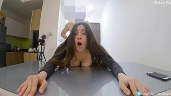 Rough Fucking with your GF on her Kitchen Table - Cumming All Over Her Belly!