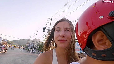 Tourist Fucked My Bike and Got Cum All Over Her Tits!