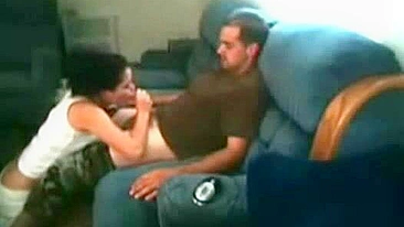 Spying on Skinny ExGF Hidden Cam Fuck Session on Sofa