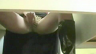 Professional Secretary Secret Desk Masturbation Caught on Hidden Cam