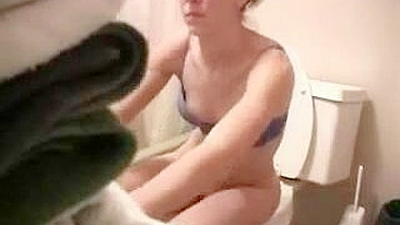 Spy on Skinny Brunette Hidden Cam Masturbation in College Bathroom