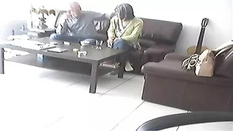 MILF Mom Hidden Cam Blowjob & Fuck with Boyfriend in Living Room