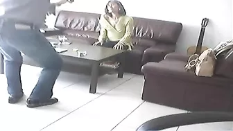 MILF Mom Hidden Cam Blowjob & Fuck with Boyfriend in Living Room