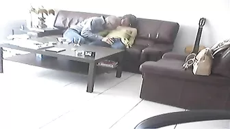 MILF Mom Hidden Cam Blowjob & Fuck with Boyfriend in Living Room