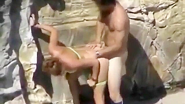 Sneak Peek at Public Doggy Style on Beach with Hidden Cams