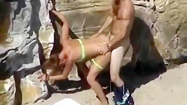 Sneak Peek at Public Doggy Style on Beach with Hidden Cams