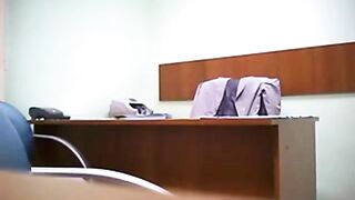 Russian Redhead Swallows Cum in Hidden Cam Office Facial