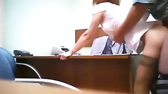 Russian Redhead Swallows Cum in Hidden Cam Office Facial