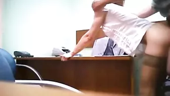 Russian Redhead Swallows Cum in Hidden Cam Office Facial