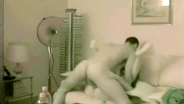 Spy on Hidden Cam Cowgirl Booty Call Couch Fucking with Creampie and Riding