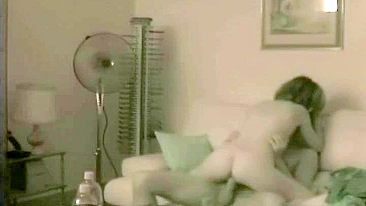 Spy on Hidden Cam Cowgirl Booty Call Couch Fucking with Creampie and Riding