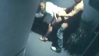 Blonde Cowgirl Swallows Cum in Hidden Cam Hallway Sex