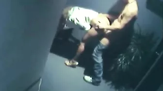 Blonde Cowgirl Swallows Cum in Hidden Cam Hallway Sex