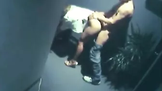 Blonde Cowgirl Swallows Cum in Hidden Cam Hallway Sex