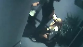 Blonde Cowgirl Swallows Cum in Hidden Cam Hallway Sex