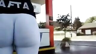 Spying on Black Booty - Hidden Cam Homemade Porn with Big Ass and Ebony Leggings