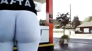 Spying on Black Booty - Hidden Cam Homemade Porn with Big Ass and Ebony Leggings