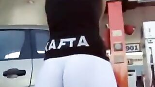 Spying on Black Booty - Hidden Cam Homemade Porn with Big Ass and Ebony Leggings
