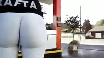 Spying on Black Booty - Hidden Cam Homemade Porn with Big Ass and Ebony Leggings