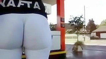 Spying on Black Booty - Hidden Cam Homemade Porn with Big Ass and Ebony Leggings