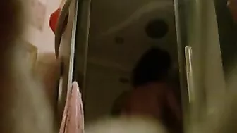 Brunette College Girl Secret Shower Masturbation with Big Boobs and Tits